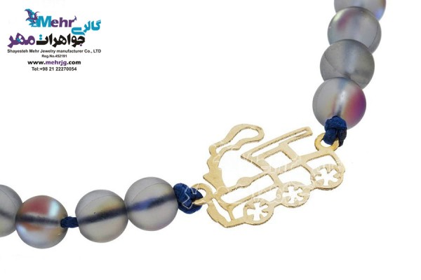 نمای دوم دستبند طلا و سنگ - طرح قطار