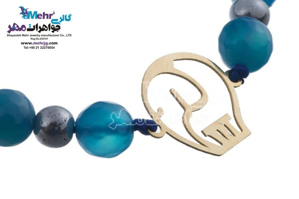 نمای دوم دستبند طلا و سنگ - طرح فیل