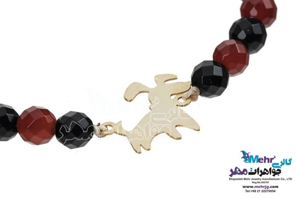 نمای دوم دستبند طلا و سنگ - طرح سگ