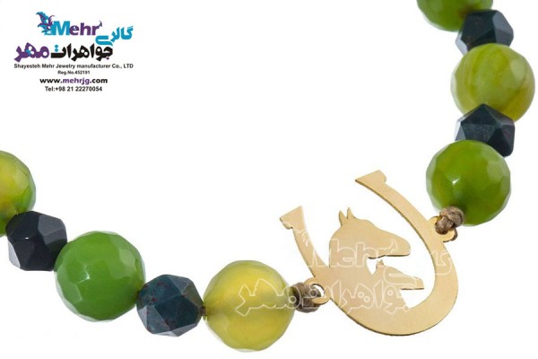 نمای دوم دستبند طلا و سنگ - طرح اسب