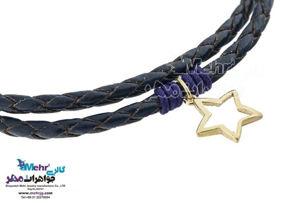 نمای دوم دستبند طلا و چرم - طرح ستاره