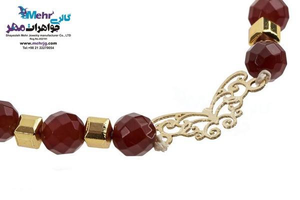نمای دوم دستبند طلا و سنگ - طرح پروانه