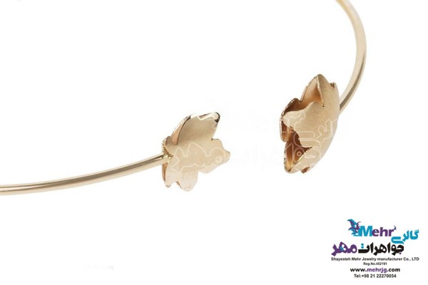 نمای دوم دستبند النگویی طلا - طرح برگ