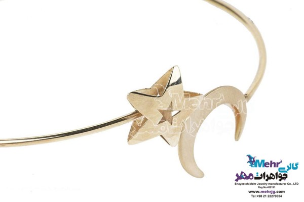 نمای دوم دستبند النگویی طلا - طرح ماه و ستاره
