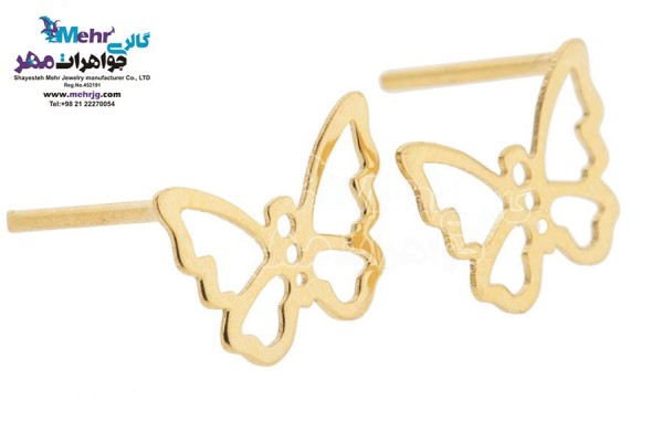 نمای دوم گوشواره طلا - طرح پروانه