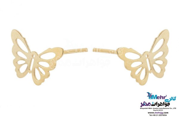نمای دوم گوشواره طلا - طرح پروانه