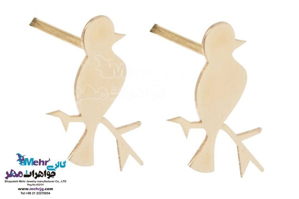 نمای دوم گوشواره طلا - طرح پرنده و شاخه