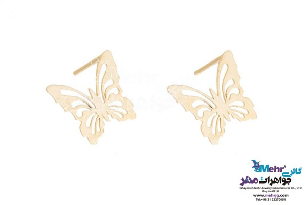 نمای دوم گوشواره طلا - طرح پروانه