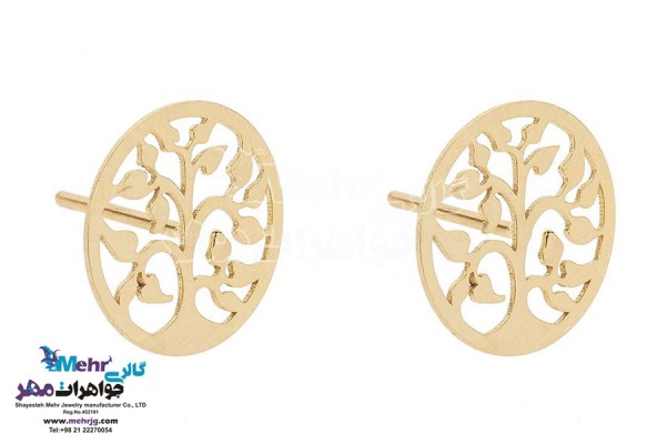 نمای دوم گوشواره طلا - طرح درخت