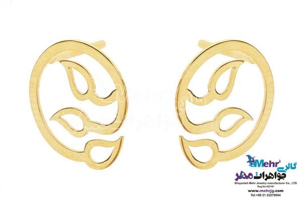 نمای دوم گوشواره طلا - طرح برگ