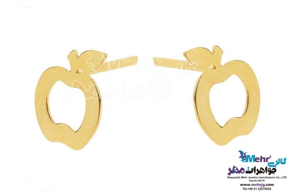 نمای دوم گوشواره طلا - طرح سیب