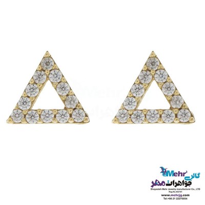 نمای دوم نیم ست طلا - آویز و گوشواره - طرح هندسی