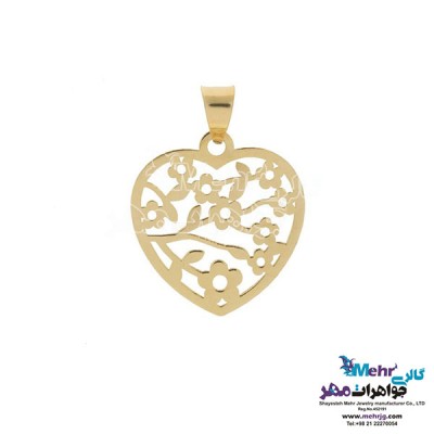 نمای دوم نیم ست طلا - آویز و گوشواره - طرح قلب و گل