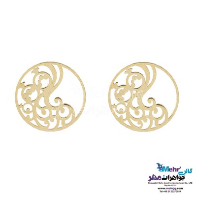 نمای دوم نیم ست طلا - آویز و گوشواره - طرح طاووس