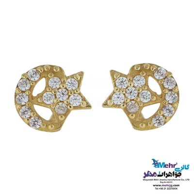 نمای دوم نیم ست طلا - آویز و گوشواره - طرح ماه و ستاره