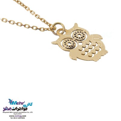نمای دوم آویز ساعت طلا - طرح جغد