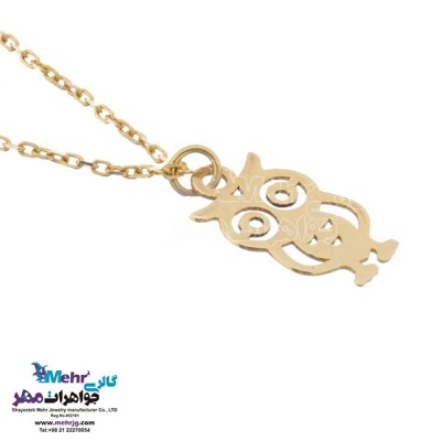 نمای دوم آویز ساعت طلا - طرح جغد