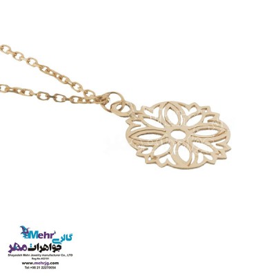 نمای دوم آویز ساعت طلا - طرح گل