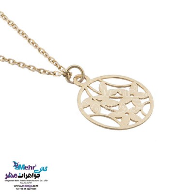 نمای دوم آویز ساعت طلا - طرح گل سرو تاک
