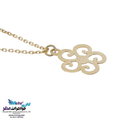 نمای دوم آویز ساعت طلا - طرح گل