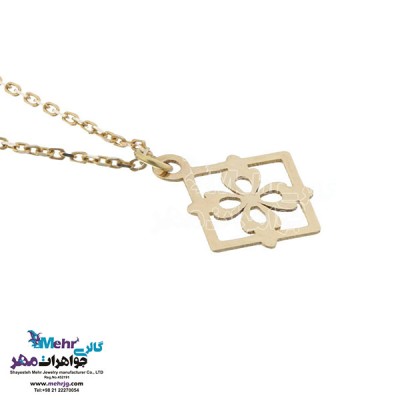 نمای دوم آویز ساعت طلا - طرح گل