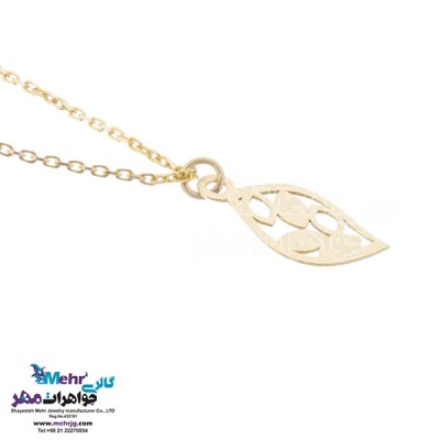 نمای دوم آویز ساعت طلا - طرح برگ