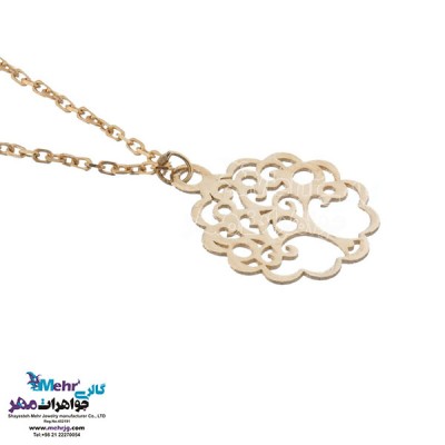 نمای دوم آویز ساعت طلا - طرح درخت زندگی