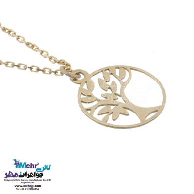 نمای دوم آویز ساعت طلا - طرح درخت