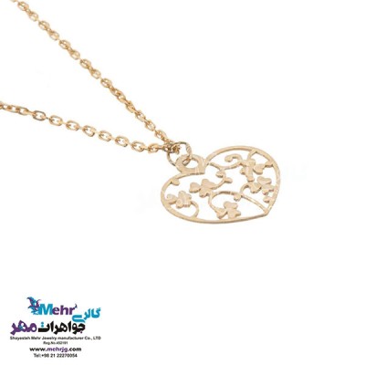 نمای دوم آویز ساعت طلا - طرح قلب و شبدر