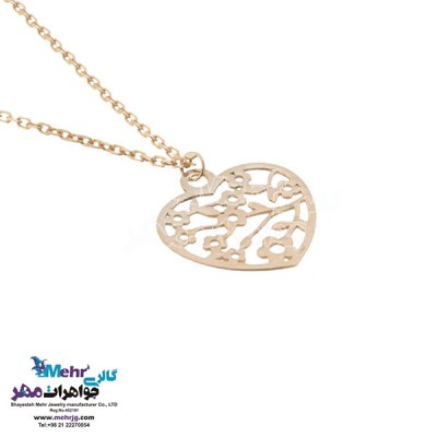 نمای دوم آویز ساعت طلا - طرح قلب و گل