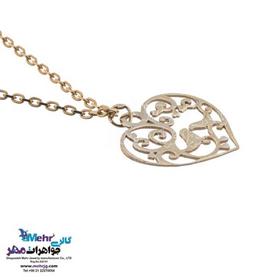 نمای دوم آویز ساعت طلا - طرح پرنده و شاخه