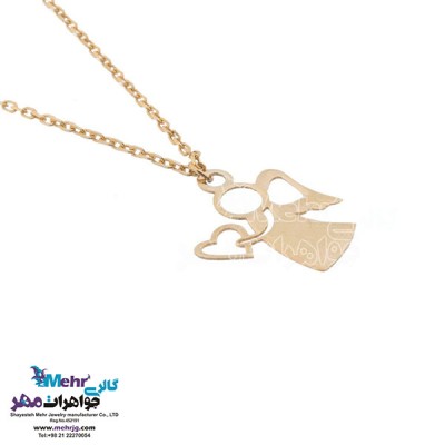 نمای دوم آویز ساعت طلا - طرح فرشته و قلب