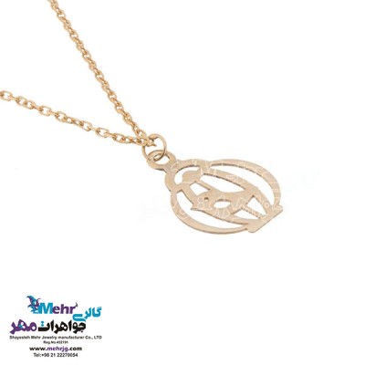 نمای دوم آویز ساعت طلا - طرح پرنده و قفس
