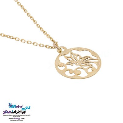 نمای دوم آویز ساعت طلا - طرح پروانه