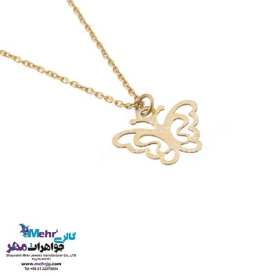 نمای دوم آویز ساعت طلا - طرح پروانه