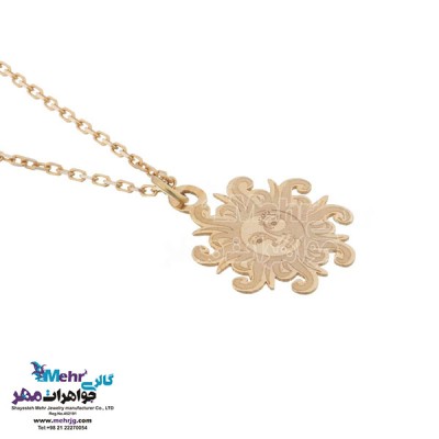 نمای دوم آویز ساعت طلا - طرح خورشید