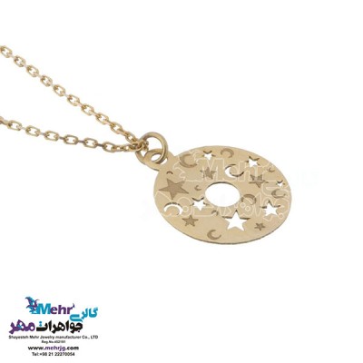 نمای دوم آویز ساعت طلا - طرح ماه و ستاره