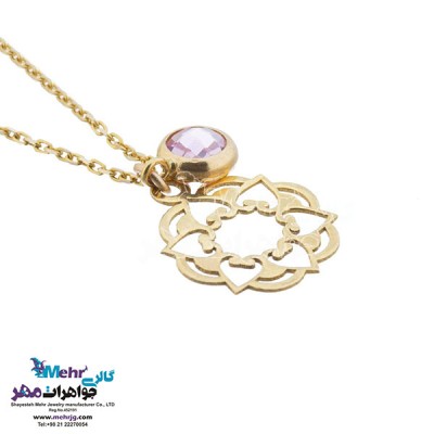 نمای دوم آویز ساعت طلا - طرح گل