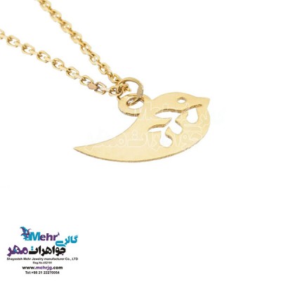 نمای دوم آویز ساعت طلا - طرح پرنده