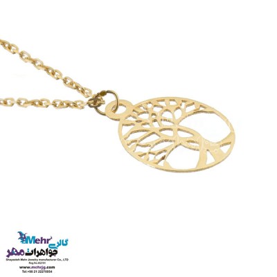 نمای دوم آویز ساعت طلا - طرح درخت
