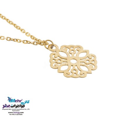 نمای دوم آویز ساعت طلا - طرح اسلیمی