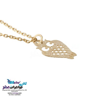 نمای دوم آویز ساعت طلا - طرح جغد