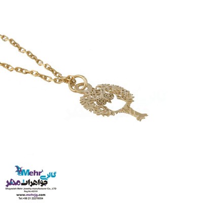 نمای دوم آویز ساعت طلا - طرح جغد
