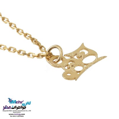 نمای دوم آویز ساعت طلا - طرح جغد و شاخه