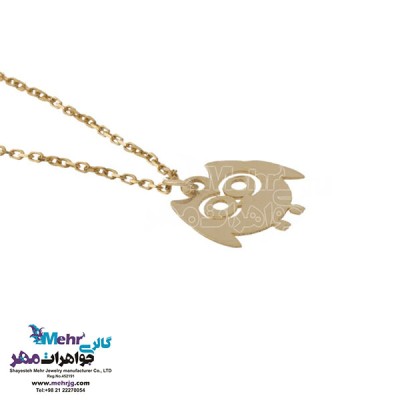 نمای دوم آویز ساعت طلا - طرح جغد