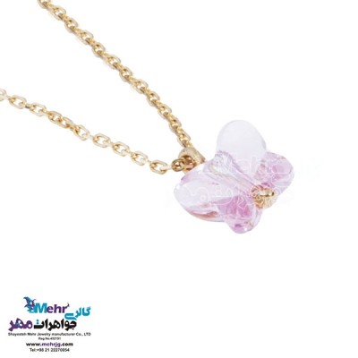 نمای دوم آویز ساعت طلا - سنگ سواروسکی پروانه