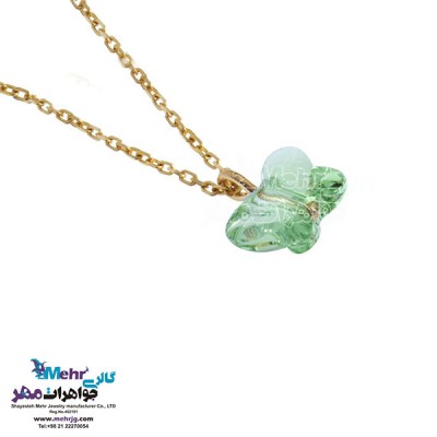 نمای دوم آویز ساعت طلا - سنگ سواروسکی پروانه