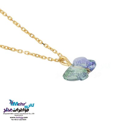 نمای دوم آویز ساعت طلا - سنگ سواروسکی پروانه