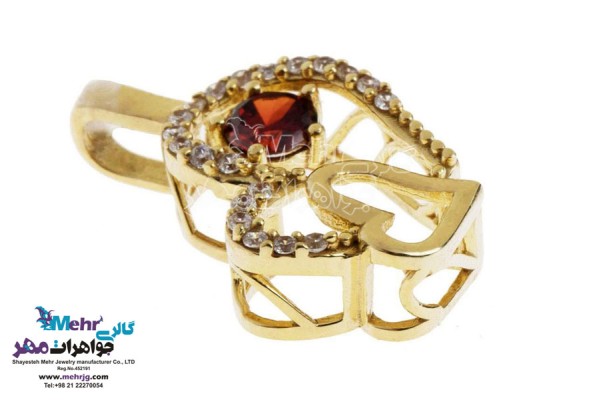 نمای دوم آویز طلا - طرح قلب