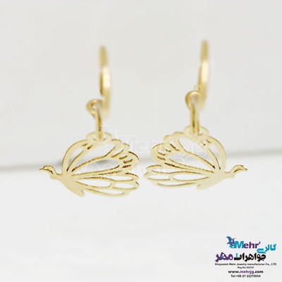 نمای دوم گوشواره طلا - طرح پروانه